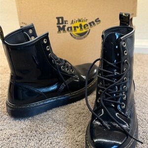 Dr. Martens Black Patent Lamper Boots